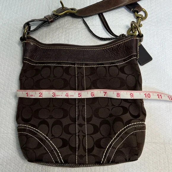 Coach Brown Signature Crossbody Shoulder Bag with Leather Trim Brown F061-10402 - Picture 5 of 10